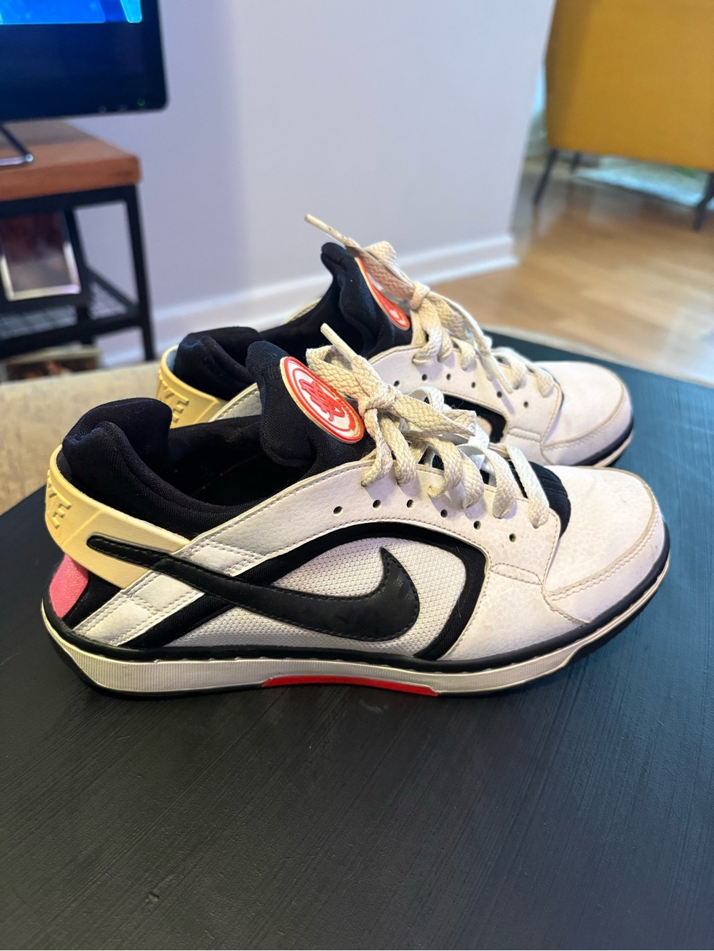 Nike Hurache White, Black and Red Low-Top Sneakers
